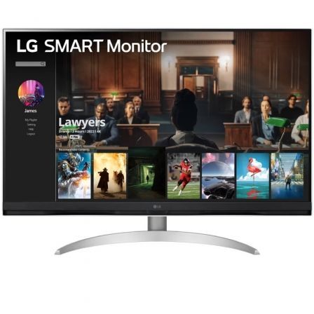 Smart Monitor LG 32SQ700S-W 31.5"/ 4K/ Multimedia/ Regulable en altura/ Smart TV/ Plata y Blanco