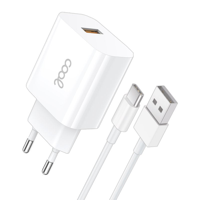 COOL CARGADOR RED /CONECTOR TIPO-C (2.4 AMP) UNIVERSAL KIT 2 EN 1 BLANCO