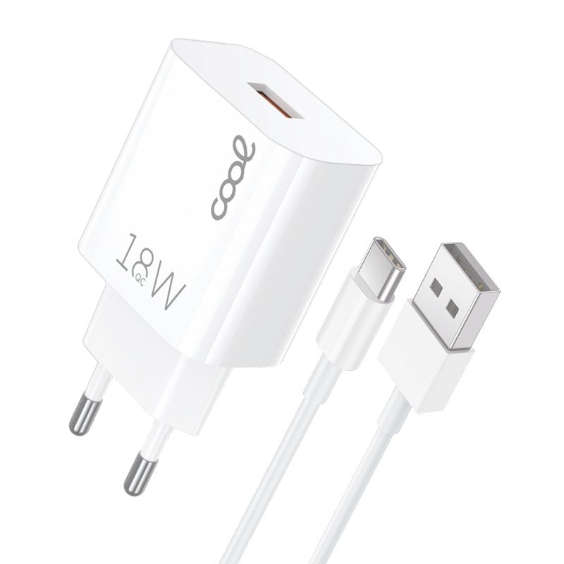 COOL CARGADOR RED /CONECTOR TIPO-C 3AMP (CARGA RÁPIDA) KIT 2 EN 1 BLANCO