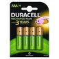 Pack de 4 Pilas AAA Duracell HR3-B/ 1.2V/ Recargables