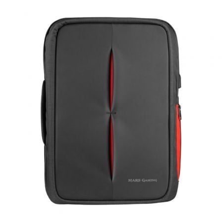 Mochila Mars Gaming MB2 para Portátil hasta 17.3"/ Puerto USB/ Antirrobo/ Impermeable/ Gris y Roja