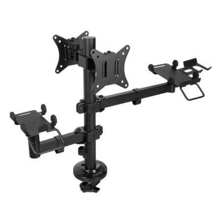 Suporte de secretária para 2 monitores, POS, impressora, terminal e leitor TooQ TQPM0002/ Giratório/ Inclinável/ até 9 kg