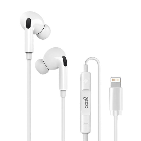 COOL WHITE STEREO HEADPHONES WITH MICRO IPHONE - IN-EAR RUBBER (LIGHTNING BLUETOOTH)