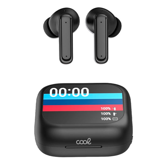 COOL STEREO BLUETOOTH EARBUDS LCD AMBIENT BLACK HEADPHONES