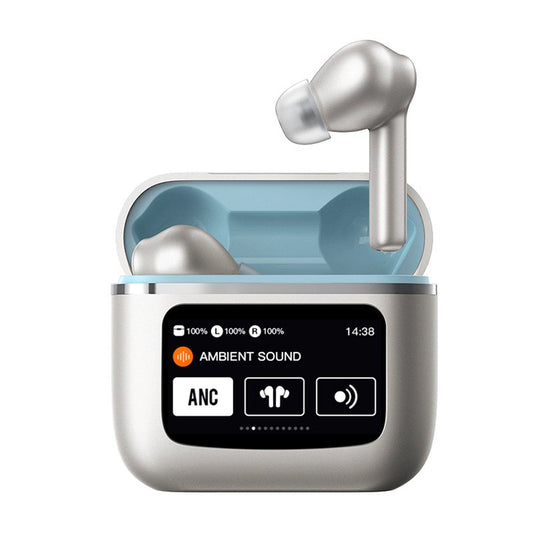 COOL STEREO HEADPHONES BLUETOOTH EARBUDS LCD TOUCH GRAY