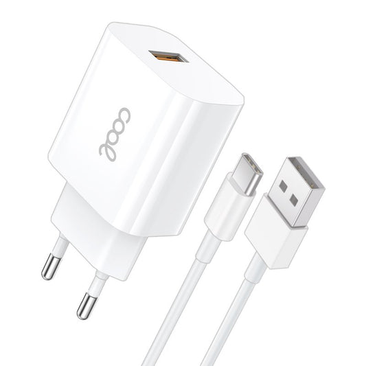 COOL CARGADOR RED /CONECTOR TIPO-C (2.4 AMP) UNIVERSAL KIT 2 EN 1 BLANCO