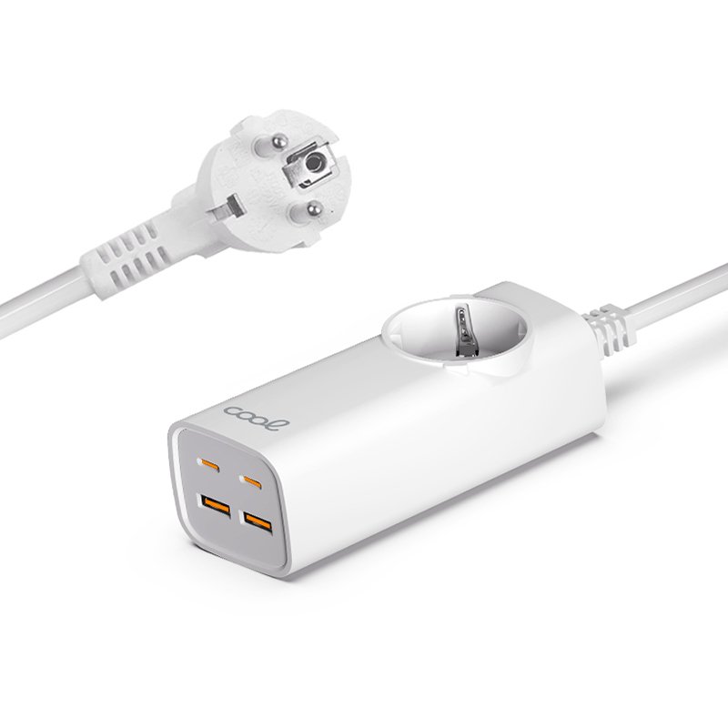 COOL CARGADOR UNIVERSAL MULTIPUERTO 65W (REGLETA 5 PUERTOS) BLANCO