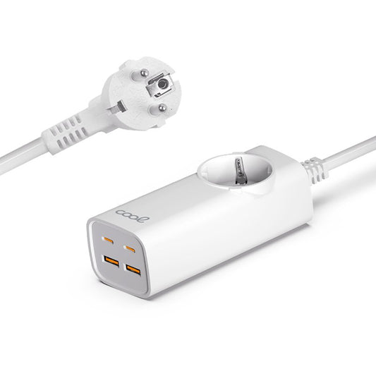 COOL CARGADOR UNIVERSAL MULTIPUERTO 65W (REGLETA 5 PUERTOS) BLANCO