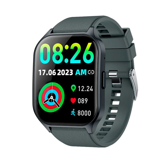 SMARTWATCH AMOLED COM TELA CURVA E SILICONE CINZA ESCURO