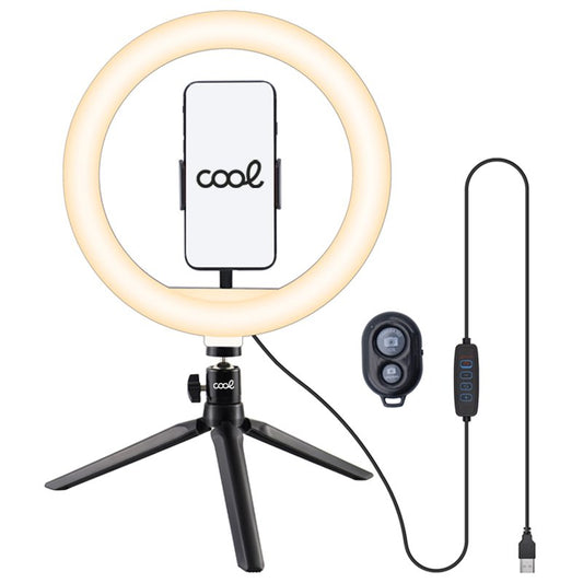 COOL SOPORTE SOBREMESA (50 CM) ARO DE LUZ LED + MANDO BLUETOOTH
