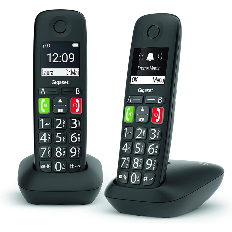 Telefone Gigaset Dect E290 teclas grandes preto duo
