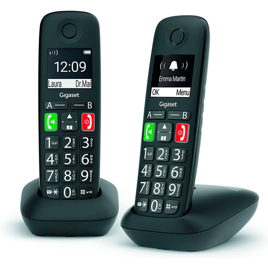 Telefone Gigaset Dect E290 teclas grandes preto duo