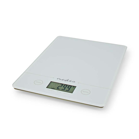 NEDIS KITCHEN SCALE | DIGITAL | 3MM GLASS / PLASTIC | WHITE
