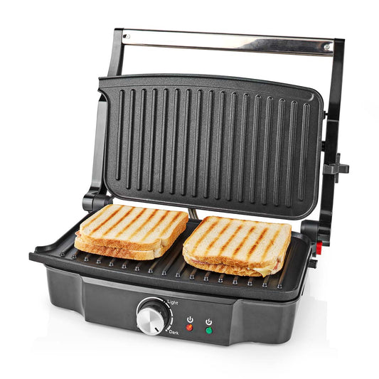 NEDIS PARRILLA DE CONTACTO | 1500 W | CONTROL DE TEMPERATURA AJUSTABLE | ACERO INOXIDABLE / PLASTICO