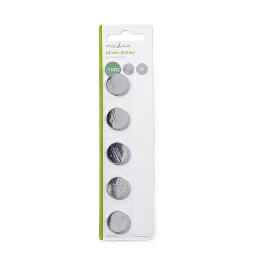 NEDIS LITHIUM BUTTON BATTERIES 3.00 V | CR2032/5004LC | PACK: 5 UNITS. | BLISTER | CR2032 | SILVER