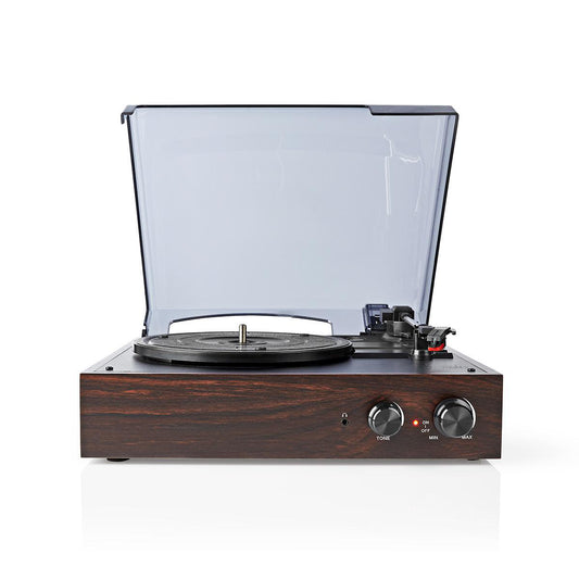 Gira-discos NEDIS 33 | 45 | 78 RPM | 18 W | Conversor MP3 | ABS | MDF | Marrom