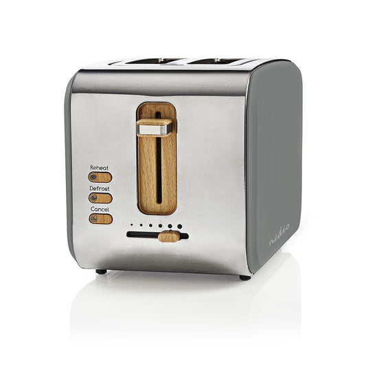NEDIS TOASTER | SOFT TOUCH SERIES | 2 SLOTS | 6 GREY BROWNING LEVELS
