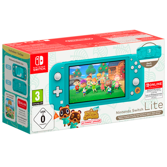 NINTENDO SWITCH LITE TURQUESA + ANIMAL CROSSING NEW HORIZONS + 12 MESES NSO